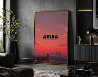 Póster de Akira: Lámina de arte minimalista vintage de anime y manga.