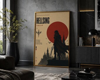 Hellsing Poster : Minimalist Vintage Anime Manga Art Print