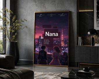 Póster de Nana: Lámina de arte minimalista vintage de anime y manga.