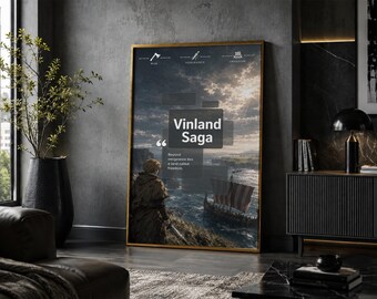 Póster de la saga Vinland: Manga minimalista de anime vintage Lámina artística