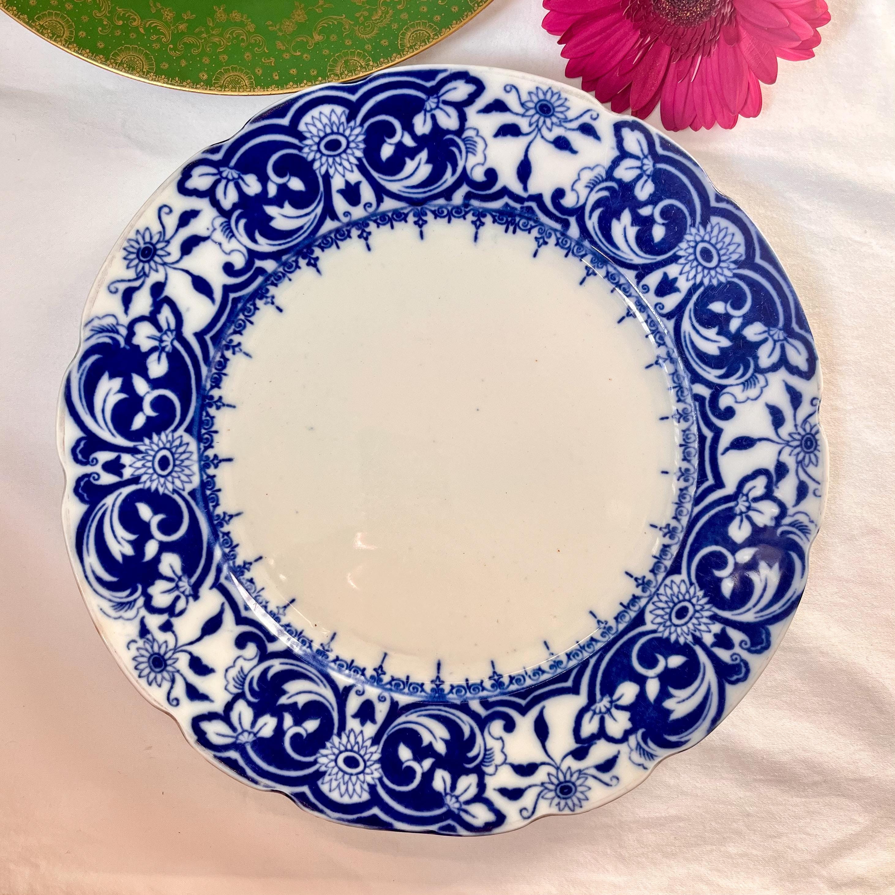 Antique Blue Floral Plate - Etsy