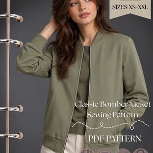 Classic Bomber Jacket Sewing Pattern | Zip-Up PDF Pattern (Digital Download)