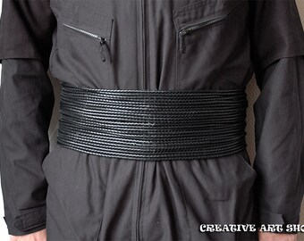 Mandalorian Bounty Hunter Leather Braided Cords Girth Belt