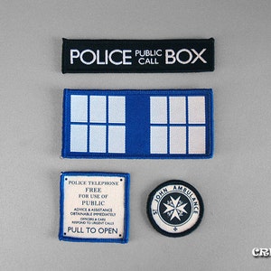 Inspired Doctor Who, Set of 4 Tardis  sew on patches