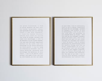 Wedding Vows Set of TWO Custom Art Prints • Vintage Inspired Typewriter Poster • Personalized Vows Print for Wedding or Anniversary Gift
