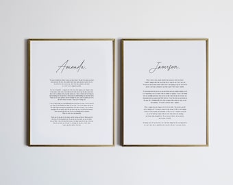 Custom Wedding Vows • Set of Two Custom Art Prints • Modern Poster with Personalized Vows Print for Wedding Decor or Anniversary Gift