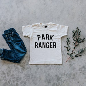 Park Ranger Baby and Kids Tee Punny Organic Cotton Graphic Tee for Outdoorsy Little Ones Unisex Cream Kids Shirt FREE SHIPPING image 3