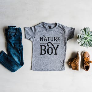 Nature Boy Youth and Toddler Tee • Unique Outdoors Explorer and Nature Lover Style for Kids • Gray & Black Boys Graphic Tee • FREE SHIPPING