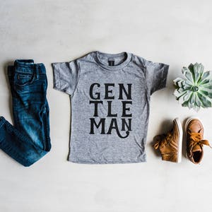 Gentleman Youth and Toddler Tee • Unique Modern Gentleman Style for Kids • Vintage Inspired Gray & Black Graphic Boys Tee • FREE SHIPPING