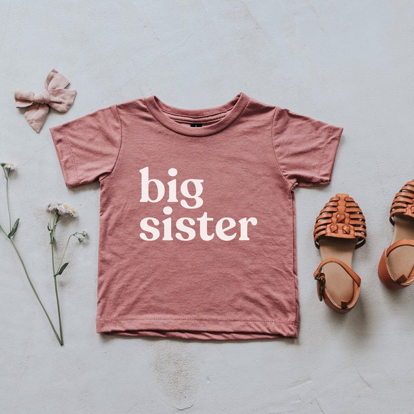 Big Sister Mauve Baby & Kids T-Shirt • Unique Big Sister Announcement Tee • Super Soft Modern Mauve Matching Sister Shirts • FREE SHIPPING