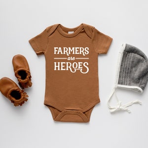 Farmers Are Heroes Organic Baby Bodysuit Modern GOTS - Etsy