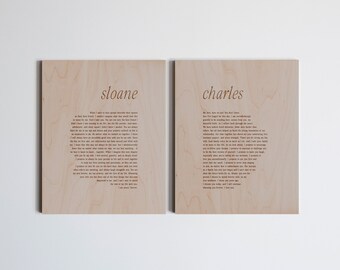 Custom Wedding Vows Set of Two Modern, Personalized Wall Hangings • Modern Wood Vows Art • Vows Frames for Wedding or Fifth Anniversary Gift