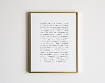 Wedding Vows Poster Print • Vintage Inspired Typewriter Custom Print • Vows, Wedding Gift, or Personalized Vows Typewriter Print