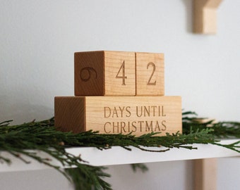 Christmas Countdown Blocks • Modern Wooden Number Blocks for Holiday Countdown • Days Until Christmas Handmade Maple Block Set • Made in USA