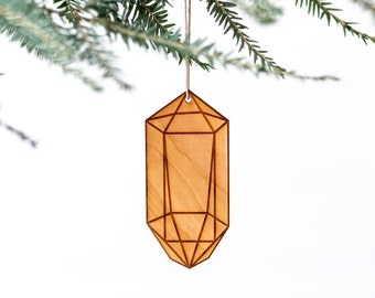 Wooden Christmas Ornament • Modern Geometric Gem Decor • Trendy Boho Wood Ornament • Unique Christmas Gift and Trendy Holiday Decor