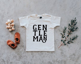 Gentleman Baby and Kids Tee • Organic Cotton Graphic Tee for Kids • Vintage Inspired Gentleman Graphic Tee in Natural • FREE SHIPPING