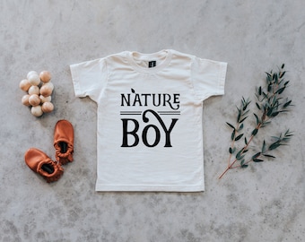 Nature Boy Cream Kids Tee • Organic Cotton Graphic Tee for Boy Explorers and Nature Lovers in Natural Cream • FREE SHIPPING