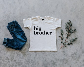 Big Brother Cream Kids T-Shirt • Unique Big Brother Announcement Tee• Organic Cotton Tee for Brothers • Modern Cream Matching Brother Shirts