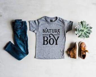 Nature Boy Youth and Toddler Tee • Unique Outdoors Explorer and Nature Lover Style for Kids • Gray & Black Boys Graphic Tee • FREE SHIPPING