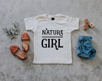 Nature Girl Cream Kids Tee • Organic Cotton Tee for Outdoorsy Girls • Explorer and Nature Lover Girls Shirt • FREE SHIPPING