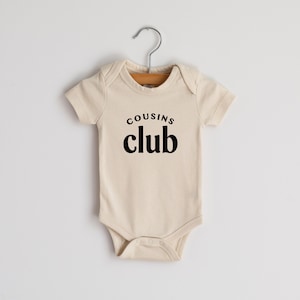 Cousins Club Organic Baby Bodysuit • Modern Matching Baby Outfit for Cousins • Unique Hand-Printed Bodysuit in Cream Cotton & Black Ink