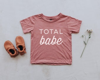Total Babe Mauve Baby & Kids T-Shirt • Funny Modern Typographic Style Tee for Trendy Little Ones • Mauve Pink Kids Shirt • FREE SHIPPING