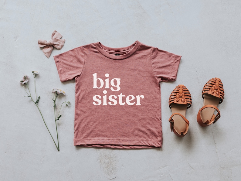 Big Sister Mauve Baby & Kids T-Shirt • Unique Big Sister Announcement Tee • Super Soft Modern Mauve Matching Sister Shirts • FREE SHIPPING 