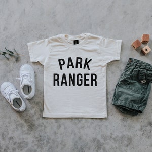 Park Ranger Baby and Kids Tee Punny Organic Cotton Graphic Tee for Outdoorsy Little Ones Unisex Cream Kids Shirt FREE SHIPPING image 5