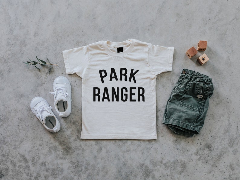 Park Ranger Baby and Kids Tee Punny Organic Cotton Graphic Tee for Outdoorsy Little Ones Unisex Cream Kids Shirt FREE SHIPPING image 5