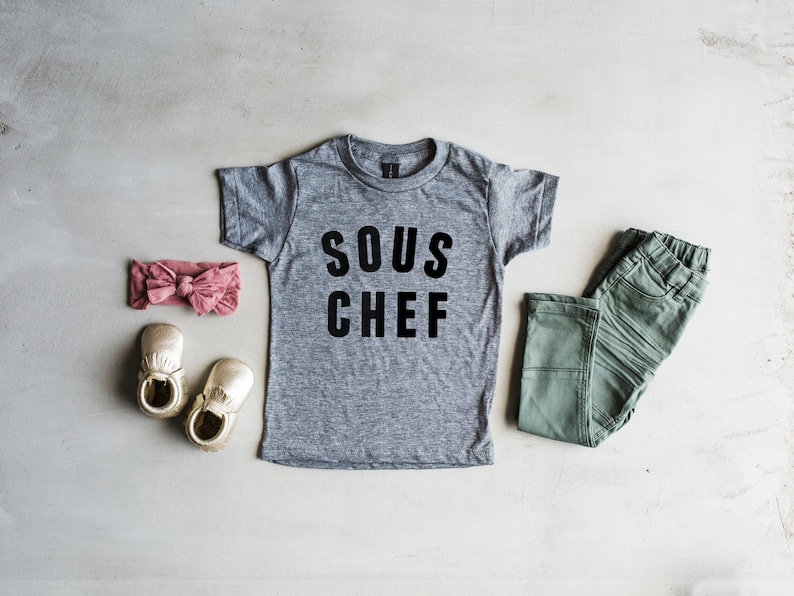 Sous Chef Toddler Tee Unique Kids Clothes Head Chef Sous Chef Matching Typographic Tee Unique Modern Kids Clothes FREE SHIPPING image 1