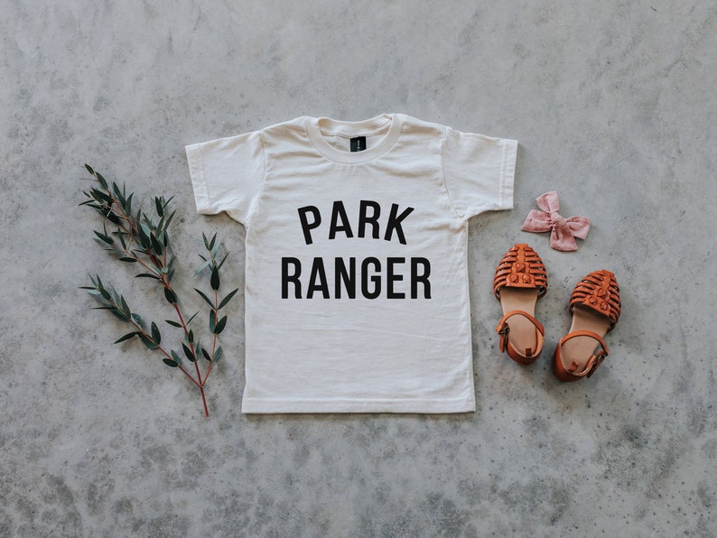 Park Ranger Baby and Kids Tee Punny Organic Cotton Graphic Tee for Outdoorsy Little Ones Unisex Cream Kids Shirt FREE SHIPPING image 4