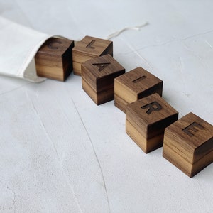 Custom Name Wooden Blocks Handmade Personalized Blocks on Solid Wood Montessori Wooden Toy & Nursery Decor Handmade in USA image 4