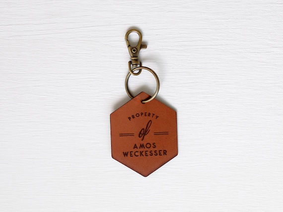 Custom Leather Tag Keychain Personalized Luggage or Backpack Tag