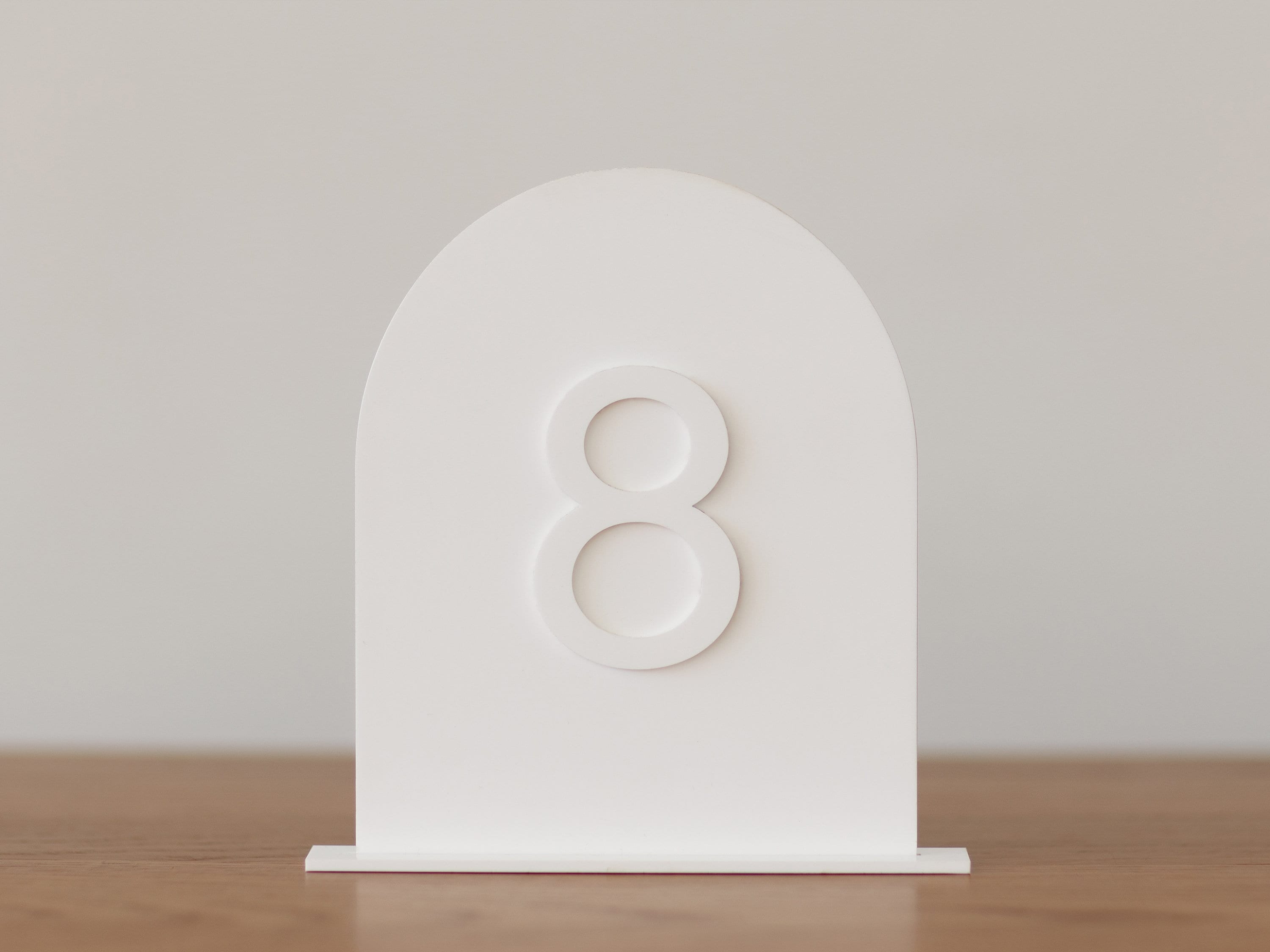 Modern Arch Table Numbers for Wedding and Events • White Monotone Acrylic Table Numbers and Wedding Signage • Event and Reception Decor