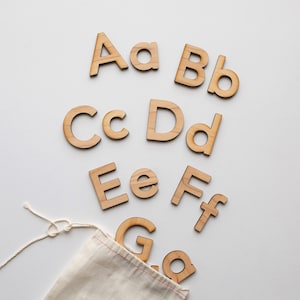 Wooden Alphabet Set • Handmade Maple Wood Letters & Movable Alphabet • Montessori Inspired Educational and Homeschool Spelling Toys