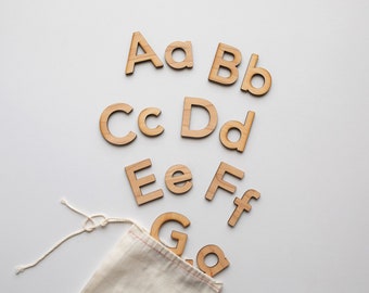 Wooden Alphabet Set • Handmade Maple Wood Letters & Movable Alphabet • Montessori Inspired Educational and Homeschool Spelling Toys