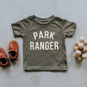 Park Ranger Olive Green Baby & Kids T-Shirt • Unique Trendy Graphic Kids Tee • Super Soft Olive Green Tri-Blend Tshirt for Kids