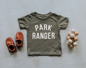 Park Ranger Olive Green Baby & Kids T-Shirt • Unique Trendy Graphic Kids Tee • Super Soft Olive Green Tri-Blend Tshirt for Kids