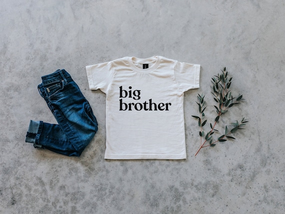 Big Brother Cream Kids T shirt Unique Big Brother Announcement Tee Organic Cotton Tee for Brothers Modern Cream Matching Brother Shirts Etsy Ireland