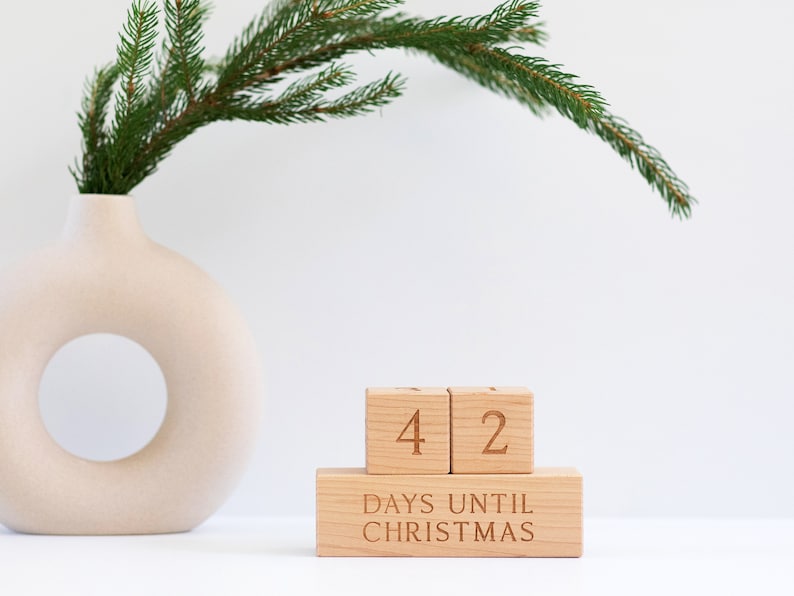 Christmas Countdown Blocks Modern Wooden Number Blocks for Holiday Countdown Days Until Christmas Handmade Maple Block Set Made in USA image 6