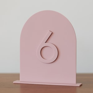 Modern Arch Table Numbers for Wedding and Events • Mauve Monotone Acrylic Table Numbers and Wedding Signage • Event and Reception Decor