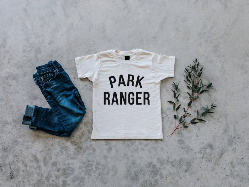 Park Ranger Baby and Kids Tee Punny Organic Cotton Graphic Tee for Outdoorsy Little Ones Unisex Cream Kids Shirt FREE SHIPPING image 3