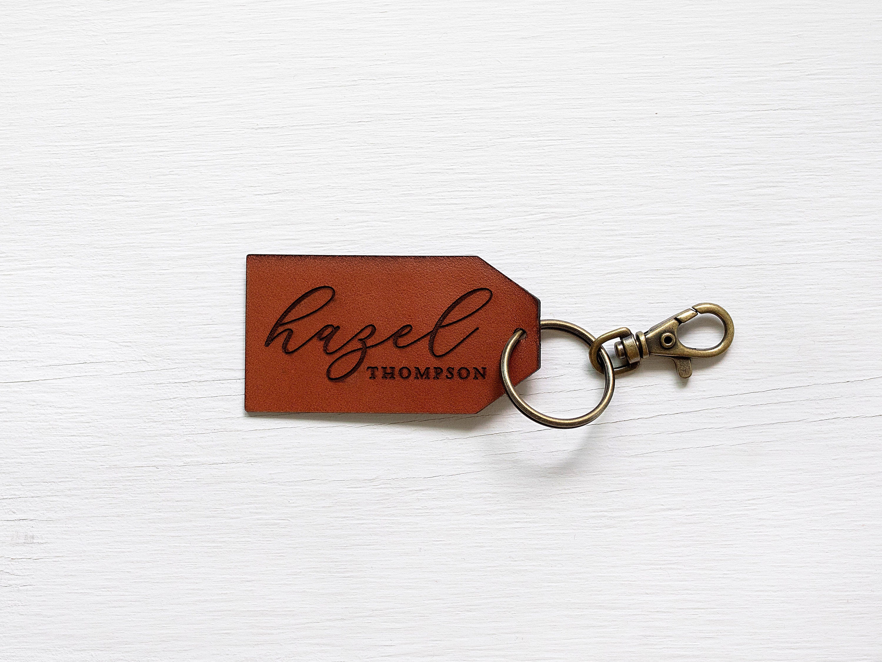 Custom Leather Tag Keychain Personalized Luggage or Backpack Tag
