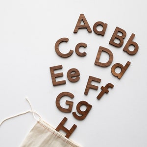 Wooden Alphabet Set • Handmade Walnut Wood Letters & Movable Alphabet • Montessori Inspired Educational and Homeschool Spelling Toys