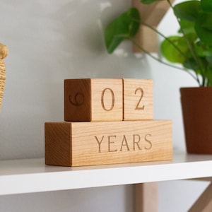 Wooden Milestone Blocks Modern Wood Number Blocks for Milestones and Countdowns Days, Weeks, Months, and Years Handmade Maple Block Set image 3