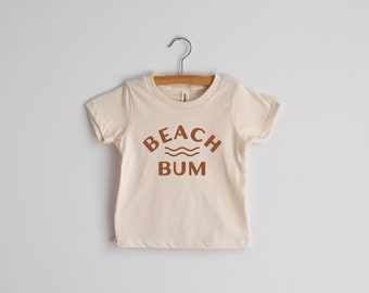 Beach Bum Kids and Baby T-Shirt • Modern Kids Tee for Beach Vacation • Natural Organic Cotton Cream Tee for Littles • Beach Tee Made in USA