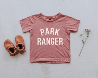 Park Ranger Mauve Baby & Kids T-Shirt • Funny Modern Typographic Tee for Trendy Babies and Little Girls • Punny Graphic Tee in Mauve Pink