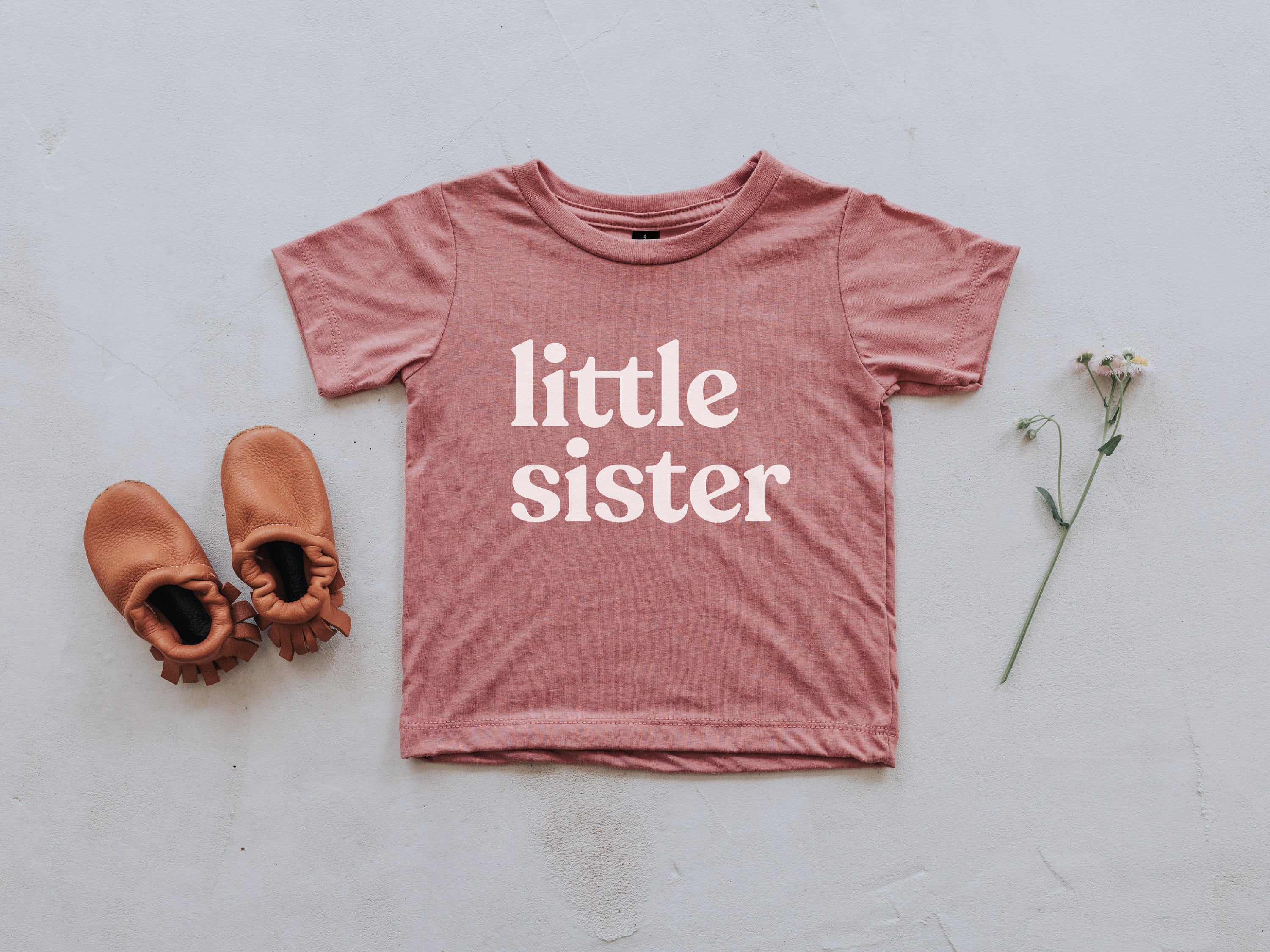 Little Sister Mauve Baby & Kids T-Shirt • Unique Little Sister Trendy Tee • Super Soft Modern Mauve Matching Sister Shirts • FREE SHIPPING