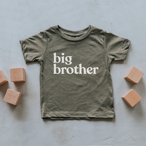 Big Brother Olive Green Baby & Kids T-Shirt Unique Trendy Graphic Tee for Brothers Super Soft Matching Brother Tri-Blend Tees image 2