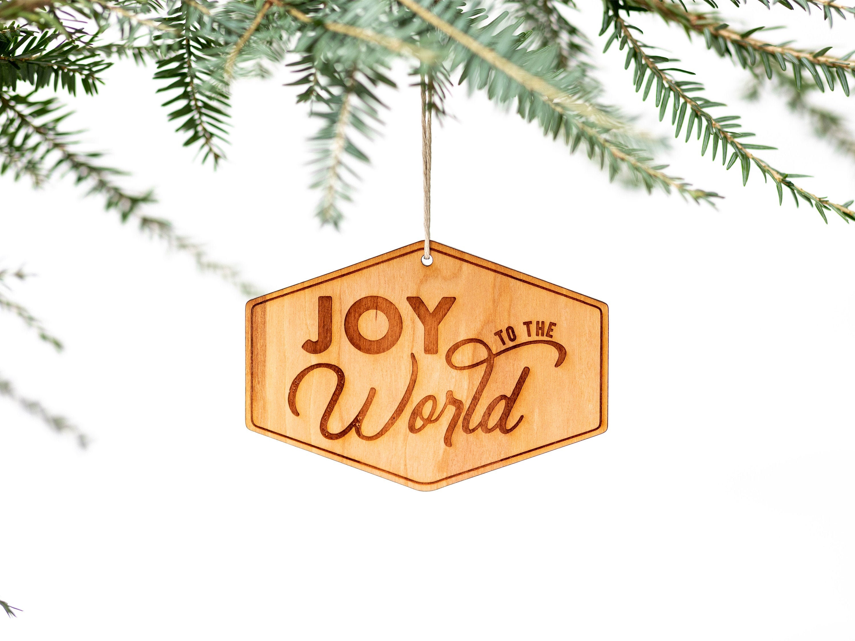 Joy to the World Engraved Wooden Christmas Ornament modern - Etsy